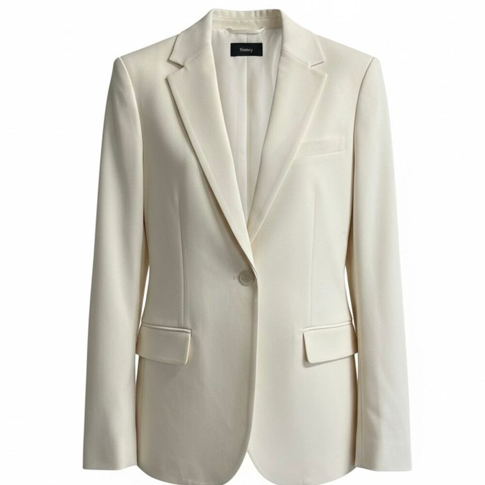 Theory Staple Blazer Admiral Crepe Rice Ivory Women’s Size 12 NWT